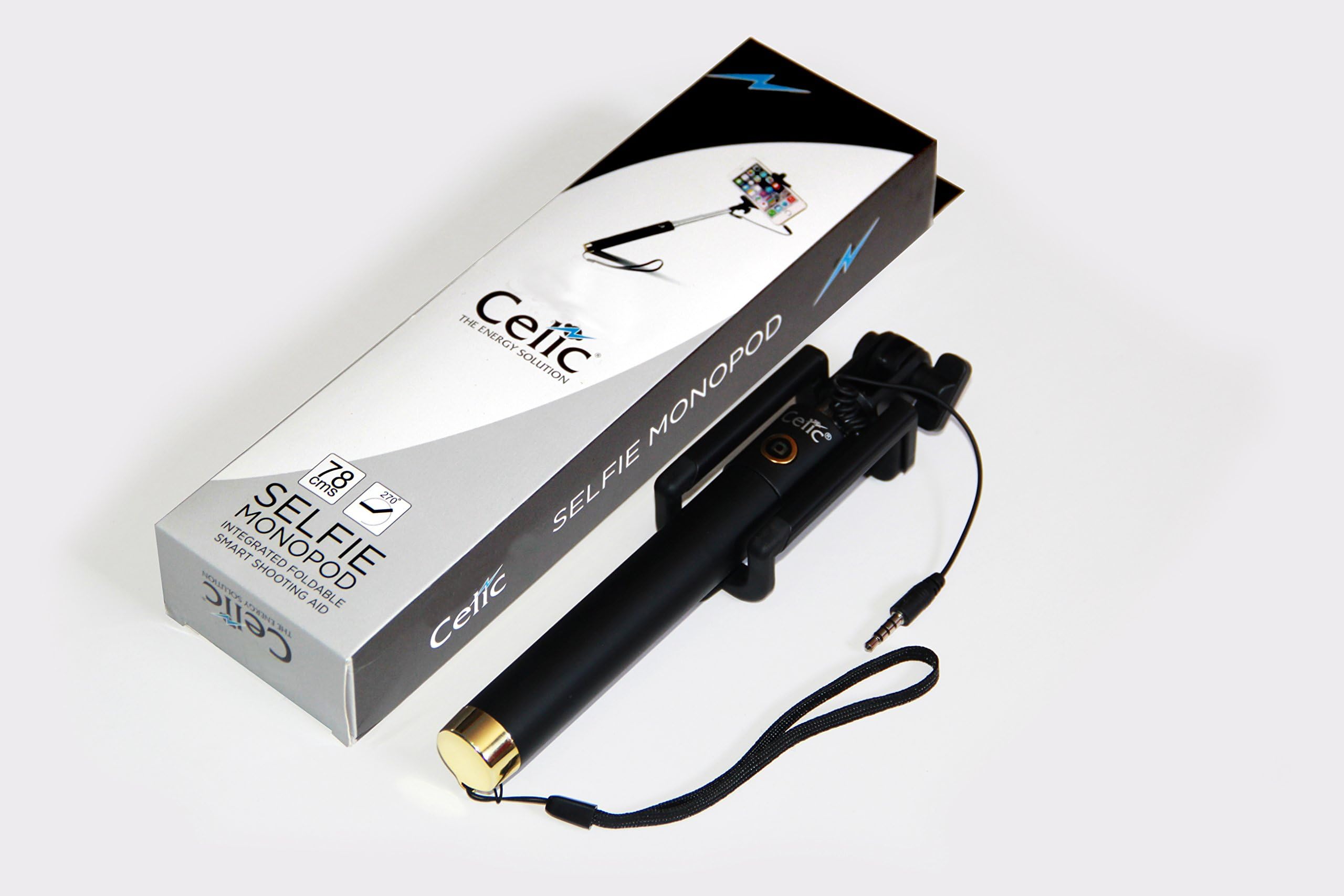 Selfie Stick, Celic Self Portrait Selfie Monopod Battery Free Extendable Handheld Stick with Adjustable Phone Holder & Built-in Remote Shutter Designed for Apple, Android Smartphones