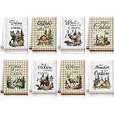 Peryiter 8 Pcs Cabin Kitchen Towels 24 x 16 Inch Wildlife Hand Towels Bear Forest Wild Animals Dish Cloth Absorbent Farmhouse Country Decorative Tea Dishcloth for Bathroom Home Cabin Kitchen Decor