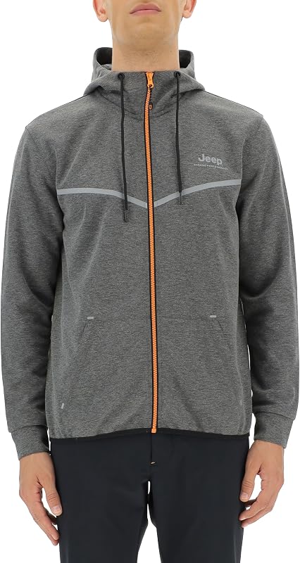O102620-G419 XP MAN HOODED TECH SWEAT JACKET W/Kangaroo Pocket JX22A Dark Grey Mel/Black S