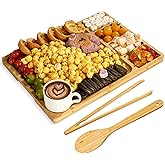 Zenxylo Charcuterie Boards Gift Set | Bamboo Cheese Board with Tongs and Spoons