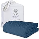 Threadmill Luxury Cotton Blankets for King Size Bed | All-Season Cozy 100% Cotton King Size Blanket | Herringbone Soft Fall Thermal Blanket fits Cal King Size Bed | Folkstone Blue