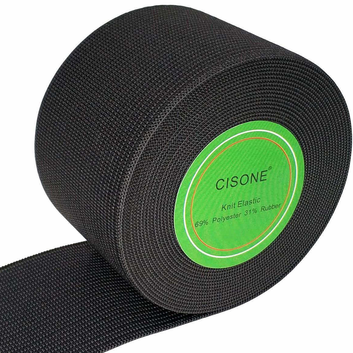 Knit Elastic 2 Inch Wide Black Heavy Stretch High Elasticity Knit Elastic Band 5 Yards