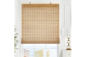 LazBlinds Cordless Bamboo Blinds, Roll Up Shades for Windows, Light Filtering Hanging Window Blinds, Bamboo Shades for Patio Indoor/Outdoor Porch, 23'' W x 72'' H, Squirrel