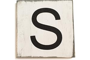 Stiles Letter Tiles, Wall Decor, Wooden Crossword Letters for Living Room, Dining Room, Kitchen, or Bedroom, Family Signs for Home 3.5 Inch, Rustic, Letter S
