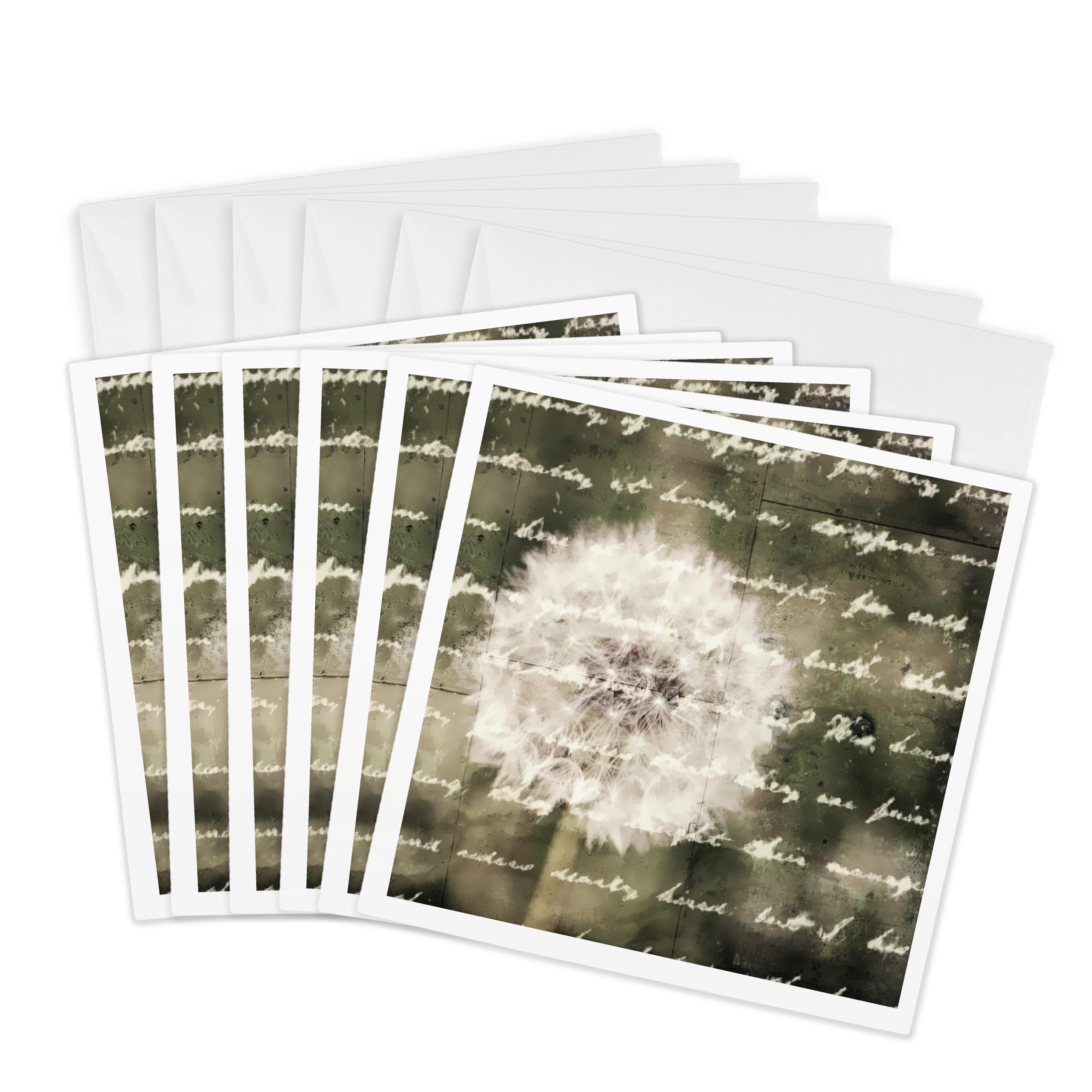3dRose gc_57270_1 6 x 6-Inch"Wish Inspiration - Dandelion Flower - Vintage Inspired Floral Print" Greeting Card (Pack of 6)