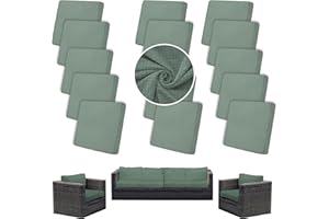 SUKAIKEQA Outdoor Cushion Covers Set,Waterproof Patio Furniture Couch Seat Slipcovers, Replacement for Sofa Sectional Chair(Cover，Only)（14PCS，Jacquard） Cyan‌