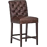 Amazon Brand – Stone & Beam Carson Tufted Leather Counter-Height Kitchen Stool, 41"H, Brown