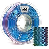R3D Tri Color Silk PLA Filament, Co-Extrusion 3D Printer Filament 1.75mm, 30-370 mm/s High Speed PLA, Dimensional Accuracy +/- 0.02 mm, 1KG Plastic Spool (Silk Blue-Yellow-Fuchais)