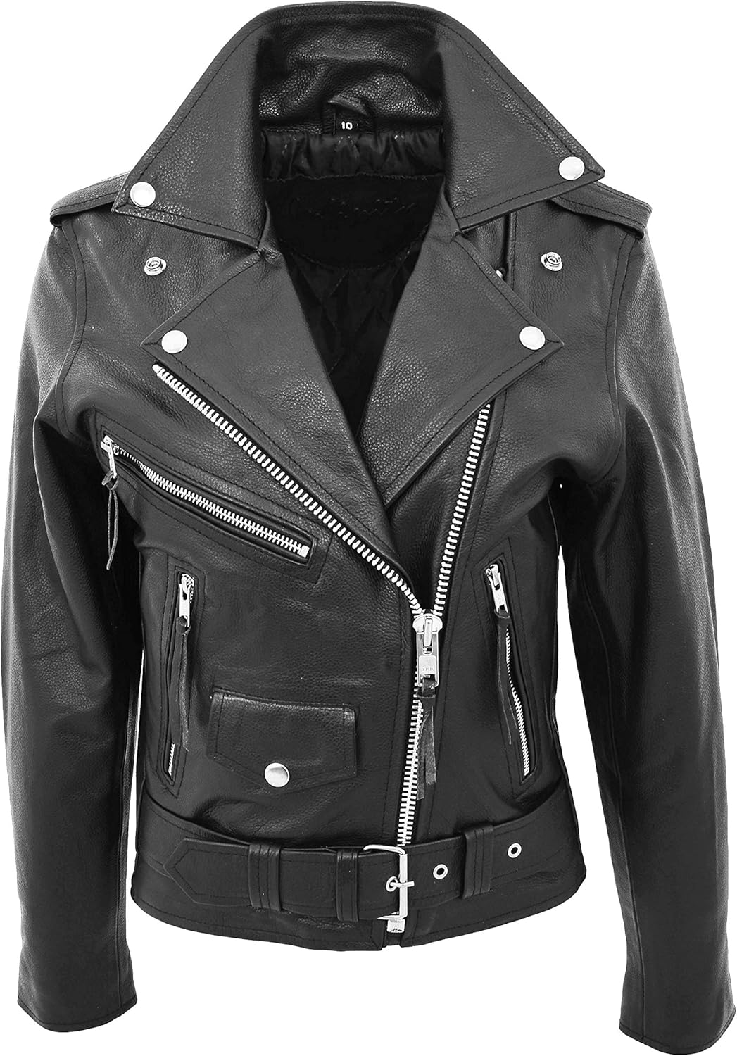 A1 FASHION GOODS Damen Schwarz Rindsleder Biker Lederjacke Ausgestattet a1-fashion-goods-damen-schwarz-rindsleder-biker-lederjacke-ausgestattet