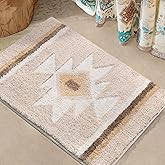 TANVILL Bathroom Rugs Beige Boho Bath Mat Non Slip, Soft Absorbent Washable Bath Rug Floor Mat for Bathroom Shower Tub Modern Decor 18x24