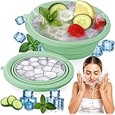 XANGNIER Face Bowl for Ice with Built-In Ice Tray – Collapsible Silicone Facial Ice Bath Bowl for Cold Plunge Therapy, Skin Tightening & Acne Relief – Green Portable Spa Tool for Home & Travel