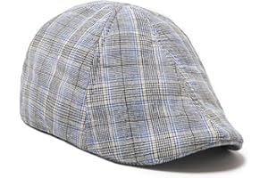 BOSTON SCALLY CO. The Original Boston Scally Cap - Blue Plaid Newsboy Flat Cap - 6 Panel Cotton Fitted Hat for Men