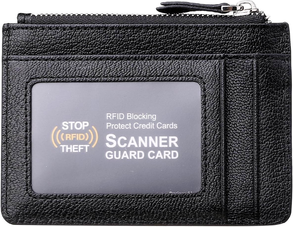 MEKU RFID Blocking Slim Leather Credit Card Wallet with Key Ring and ID Window