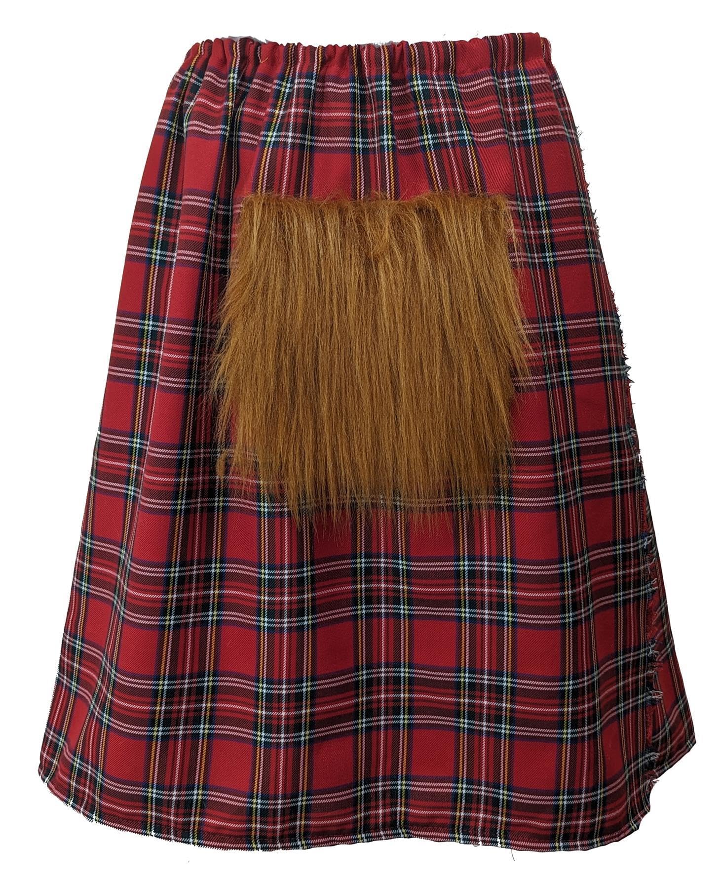 The Dragons Den Adults Royal Stewart Tartan Kilt With Sporran Scotsman Scottish Scotland Patriotic Fancy Dress Costume Accessory [S-M] — image 1