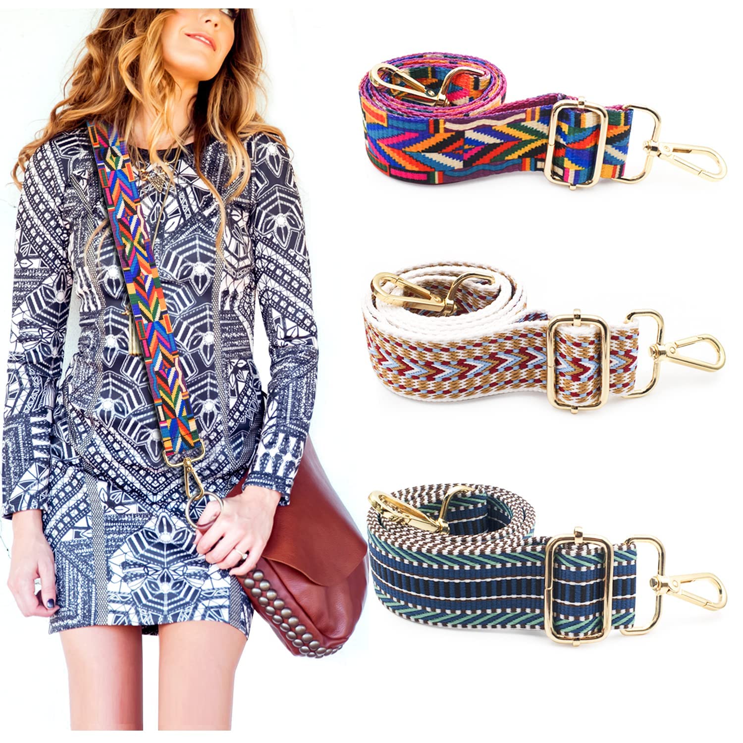 Adjustable Shoulder Strap, 3 PCS Length 70-120 cm Adjustable Replacement Bag Straps for Crossbody Canvas Shoulder Tote Purse Bags Belt Shoulder Straps