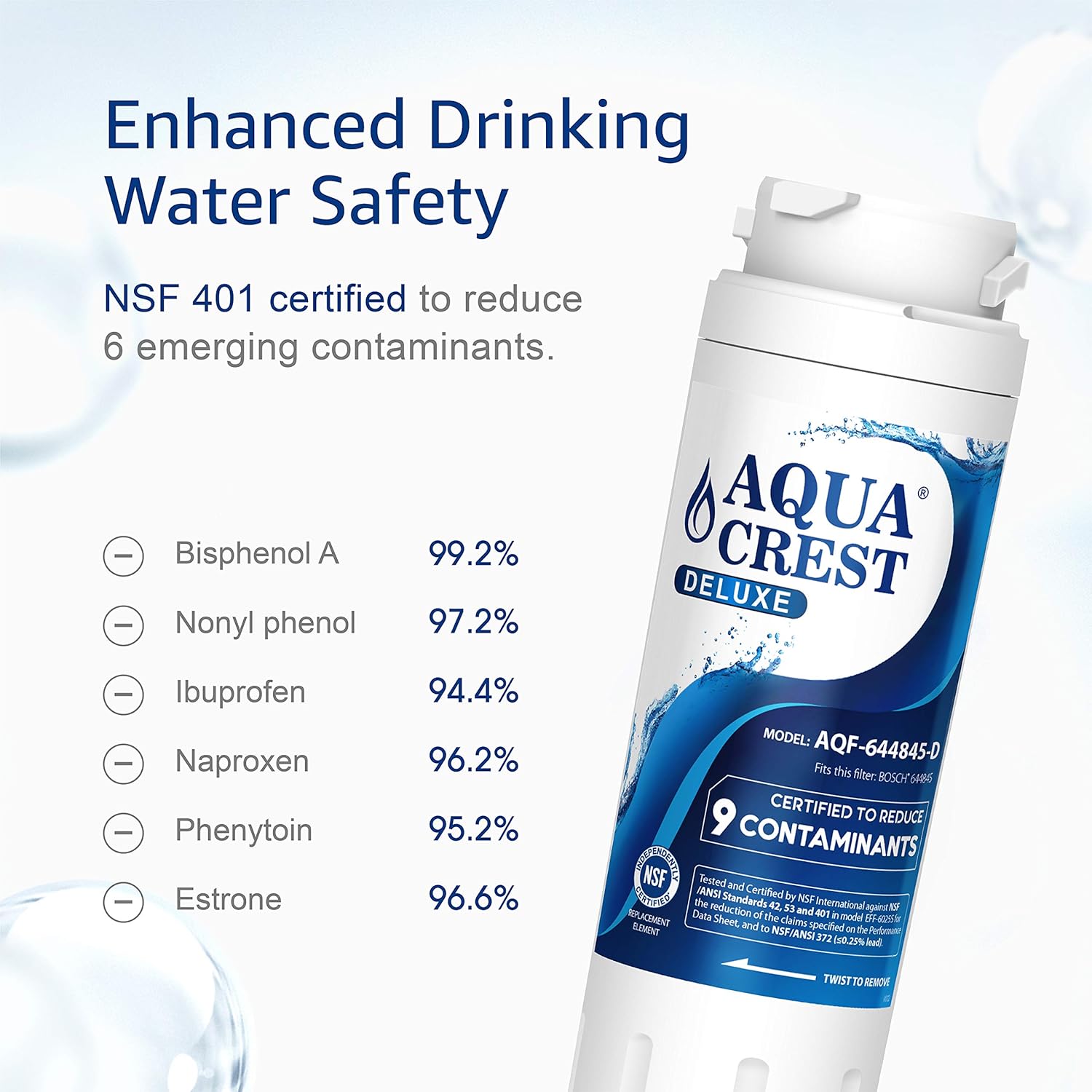 AQUACREST 644845 Filtros de agua para frigorífico, Compatible con ...