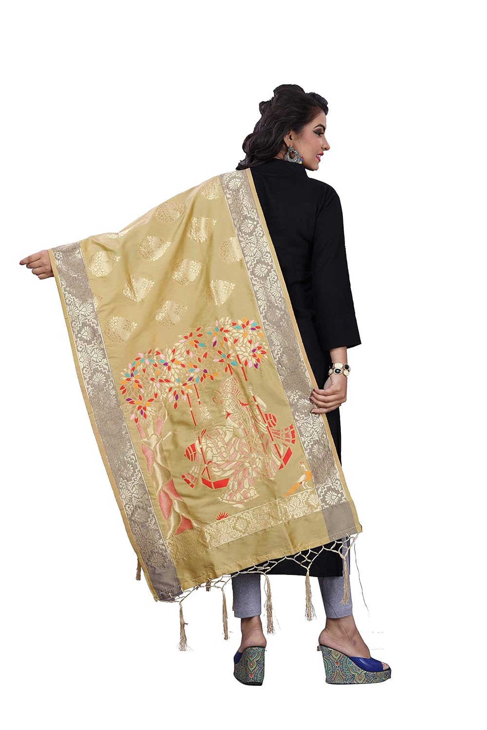 banarasi mode banarasi silk dupatta radha krishna pink rani
