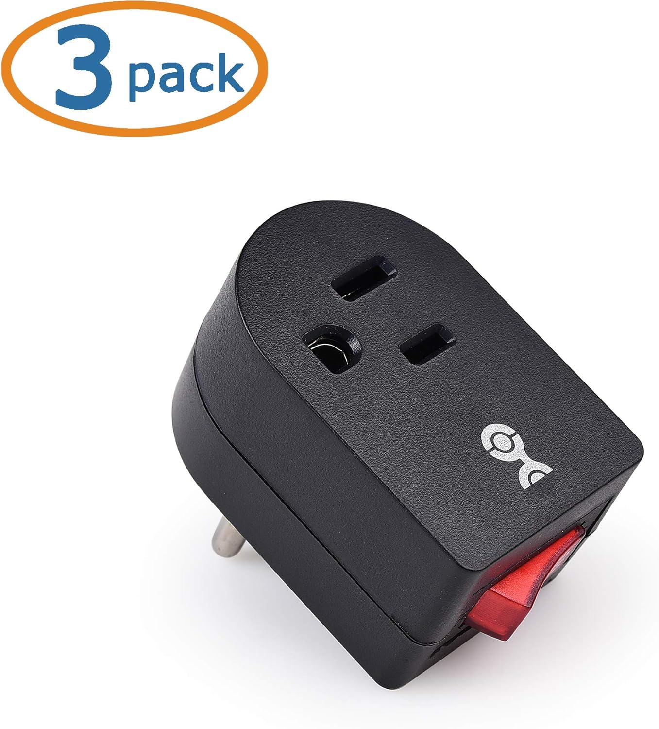 Cable Matters 3 Pack Grounded Outlet with ON Off Switch, Single Outlet with Switch - - 