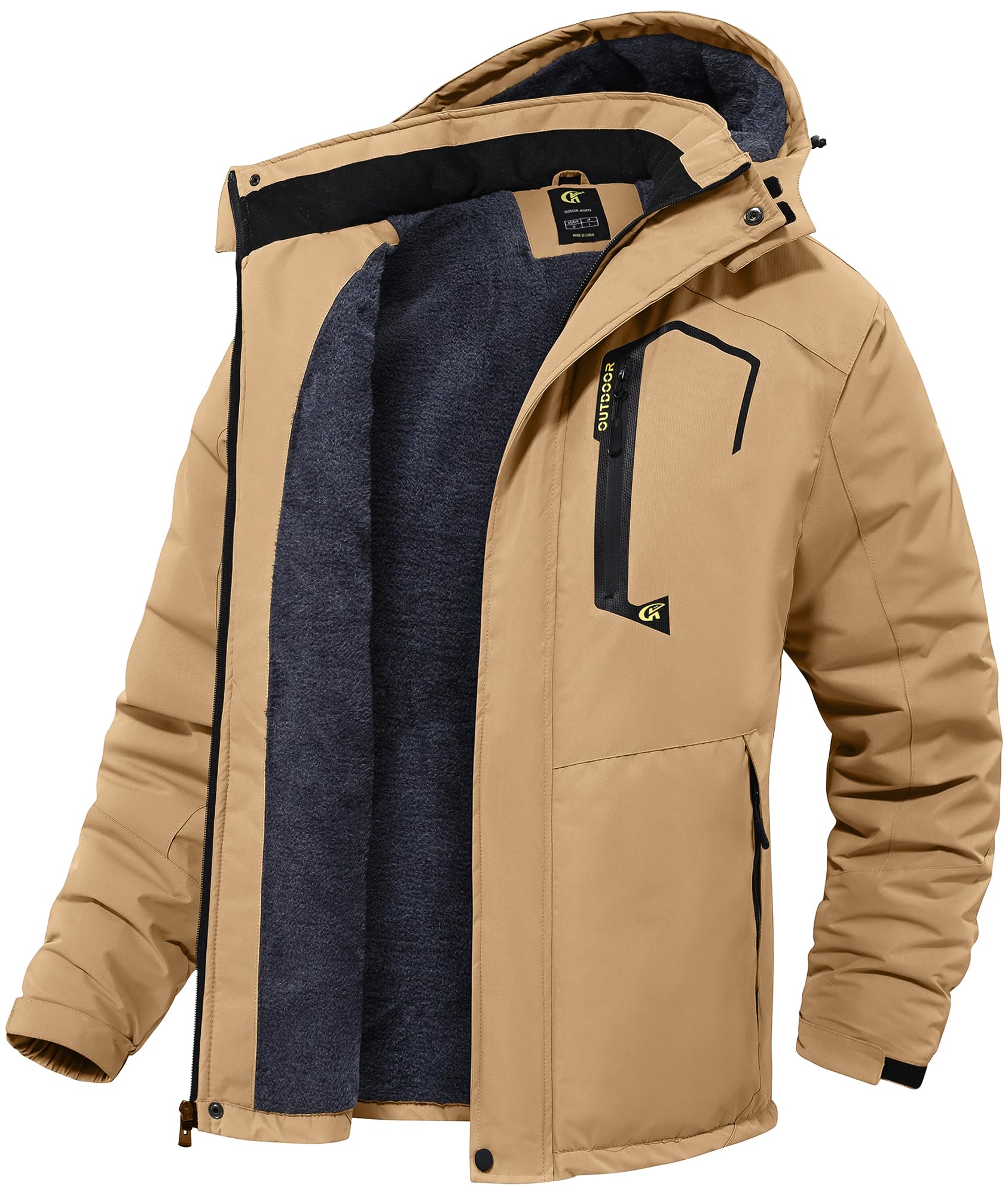 Photo 1 of QPNGRP Mens Windproof Snowboarding Jacket Waterproof Winter Snow Ski Jacket Khaki Small