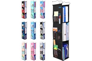 ABRA® 3 Shelf Hanging Locker Organizer for School, Work, Gym, Closet | Deep Shelves 6.5”x 9”| Eco-Friendly Fabric Healthy for Children | Adjustable School Locker Shelf from 3 to 2 Shelves (Pure Black)