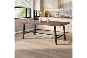 IDEALHOUSE Dining Table - Industrial Style Wooden Tabletop with Black Metal Frame, Sturdy Kitchen Dining Table for Home/Kitch