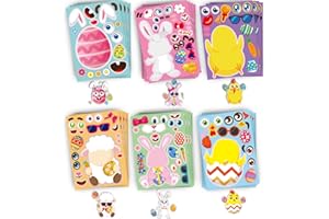 GonLei 24pcs Easter Stickers for Kids, Make Your Own Easter Sticker for Boys Girls, Easter Eggs Bunny Chick Farm Animal Lamb Face Stickers for Family Schools Classroom Activities Party Favor Supplies