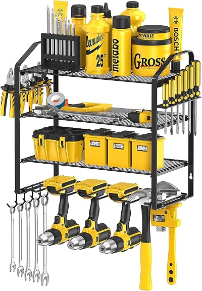 Mutool Power Tool Organizer Wall Mount 3 Tier 4 Holders Drill Rack