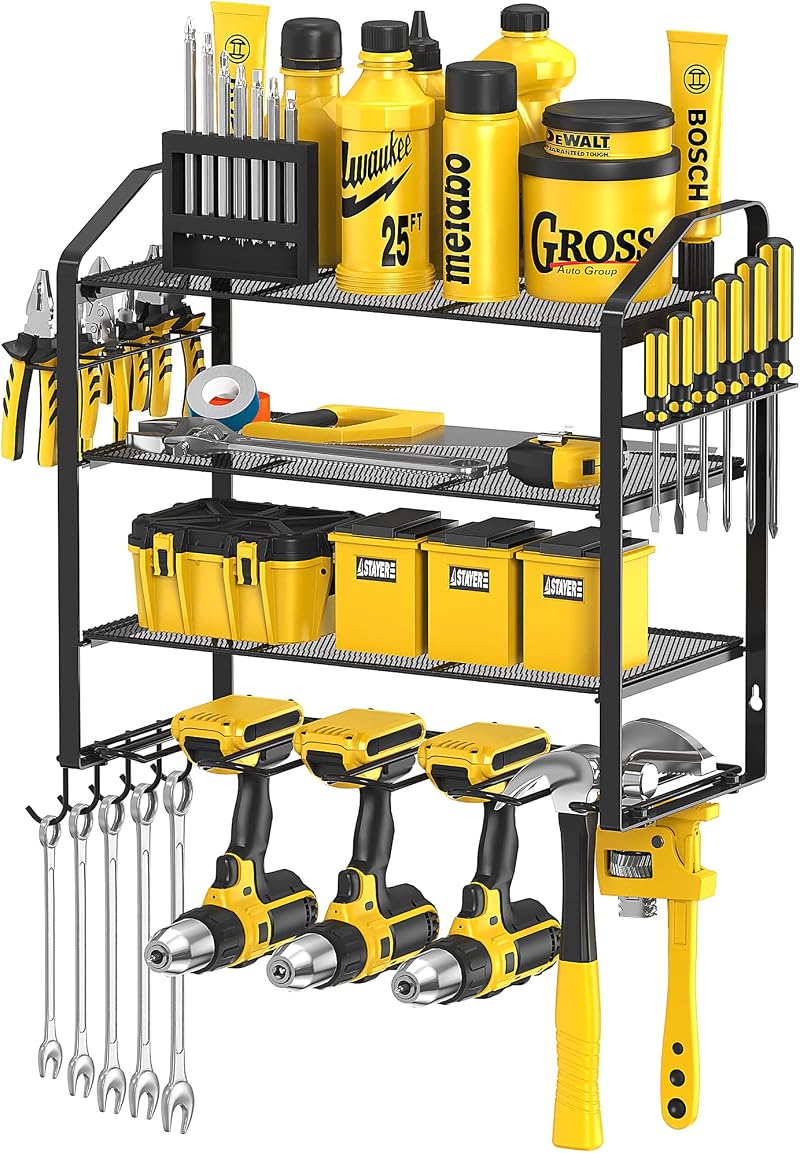 Mutool Power Tool Organizer Wall Mount 3 Tier 4 Holders Drill Rack