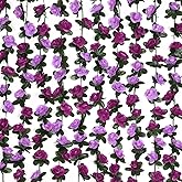 BLEUM CADE 2Pcs 16.4Ft Flower Garland Artificial Rose Vines for Bedroom, Cute Fake Hanging Flower Vines Floral Garland Decorations for Wedding Party Wall Room Decor Aesthetic