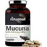 Mucuna Pruriens Capsules, 1500mg Per Serving, Made with Organic Mucuna and Ashwagandha, 240 Capsules, 30% Natural L-Dopa for 