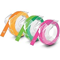 DYMO 3D Plastic Embossing Labels for Embossing Label Makers, Neon, 3/8'' x 9.8', 3-roll Pack (1933353)