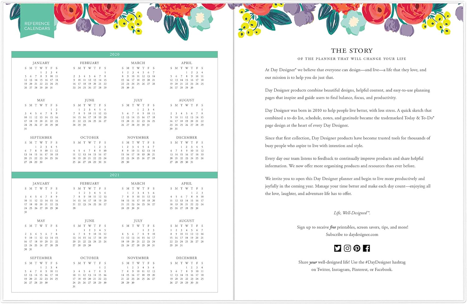 Day Designer for Blue Sky 2020-2021 Academic Year Monthly Planner, Flexible Cover, Stapled Binding, 8.5" x 11", Floral Sketch (120954) : Office Products
