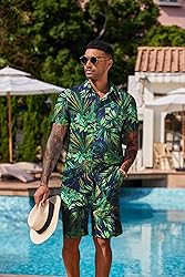 COOFANDY Men's Hawaiian Matching Set Summer