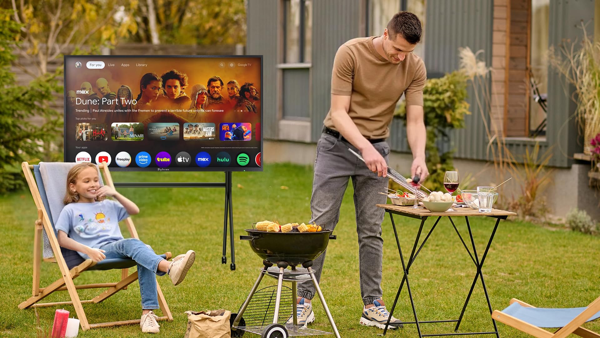 SYLVOX 43 Zoll Outdoor Smart TV, | 4K UHD 2000 Nits HDR10 | Google TV | IP55 Wasserdicht, Weatherproof Television, Outdoor Fernseher für Garten, Terrasse & Gewerbe (Pool Pro 2.0) 8