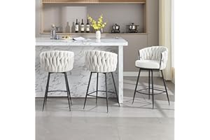 BFZ Bar Stools Set of 3 for Kitchen Counter, 26 inch Modern Fabric Counter Height Barstools, 360° Swivel Bar Chairs Stools wi