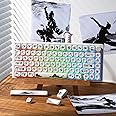 HITIME XVX Keycaps - White Cool PBT Keycaps, MOA Profile Key caps 60 65 75 100 Percent, Dye-Sublimation, Custom 140 Keys Set for 100%, 75%, 65%, 60% Mechanical Keyboard
