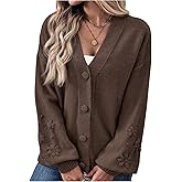 SOLY HUX Women's Floral Cardigan Sweater Button Down V Neck Long Sleeve Knitted Sweaters