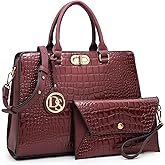 Dasein Women Handbags Purses Ladies Work Purse Satchel Tote Top Handle Shoulder Bags with Matching Clutch