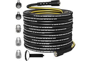 SITIMIMIL® Flexible 50FT Pressure Washer Hose 1/4" 3600 PSI Kink-Free Replacement Hose with Quick Connect Kit - M22-14mm & 3/8" Fittings for Gas/Electric Pressure Washers