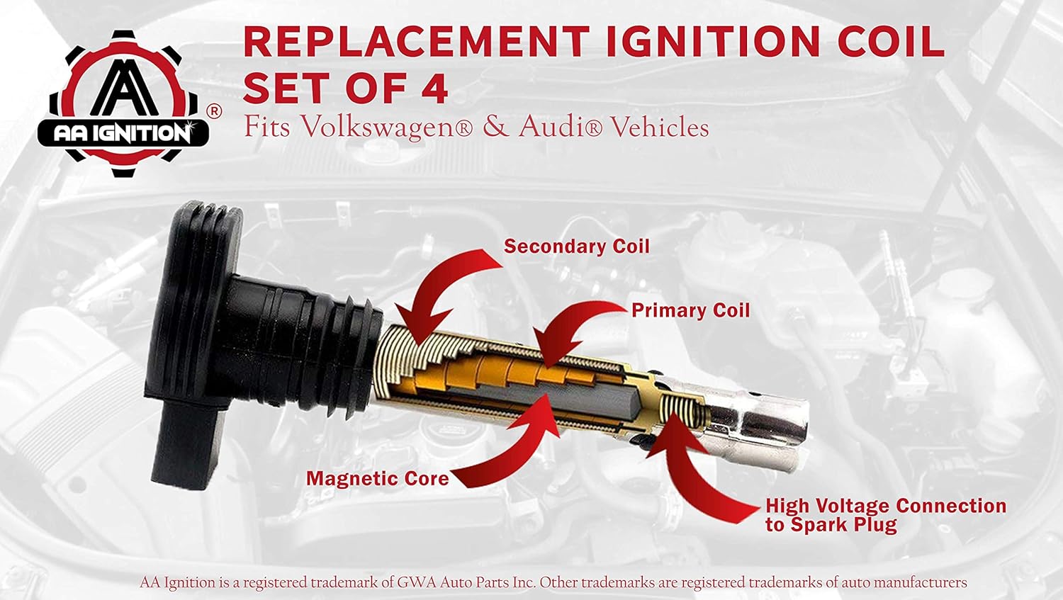 Amazon.com: Ignition Coil Pack - Set of 4 - Replaces# 06A905155D, 06B 905  115R - Fits Audi A4, A4 Quattro, A6 2.7T, Allroad 2.7T, TT, TT Quattro, ...