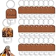 Maxcheck 24 Pcs Dye Leather Bottle Opener Keychain Sublimation Beer Steel Bottle Opener PU Leather Keychain for Gift (Brown)
