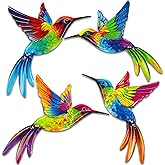 ULENDIS 4 Pack Metal Hummingbird Wall Art Decor, 3D Colorful Birds Outdoor Wall Art Patio Fence Decorations, Wall Hanging Decor for Garden Living Room Balcony(B)