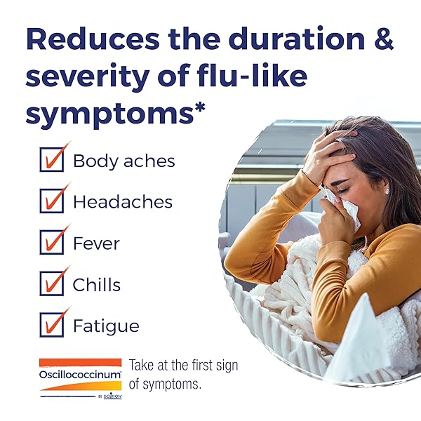 BOIRON OSCILLOCOCCINUM FOR RELIEF FROM FLU-LIKE SYMPTOMS OF BODY ACHES, HEADACHE, FEVER, CHILLS, AND FATIGUE – 30 DOSES
