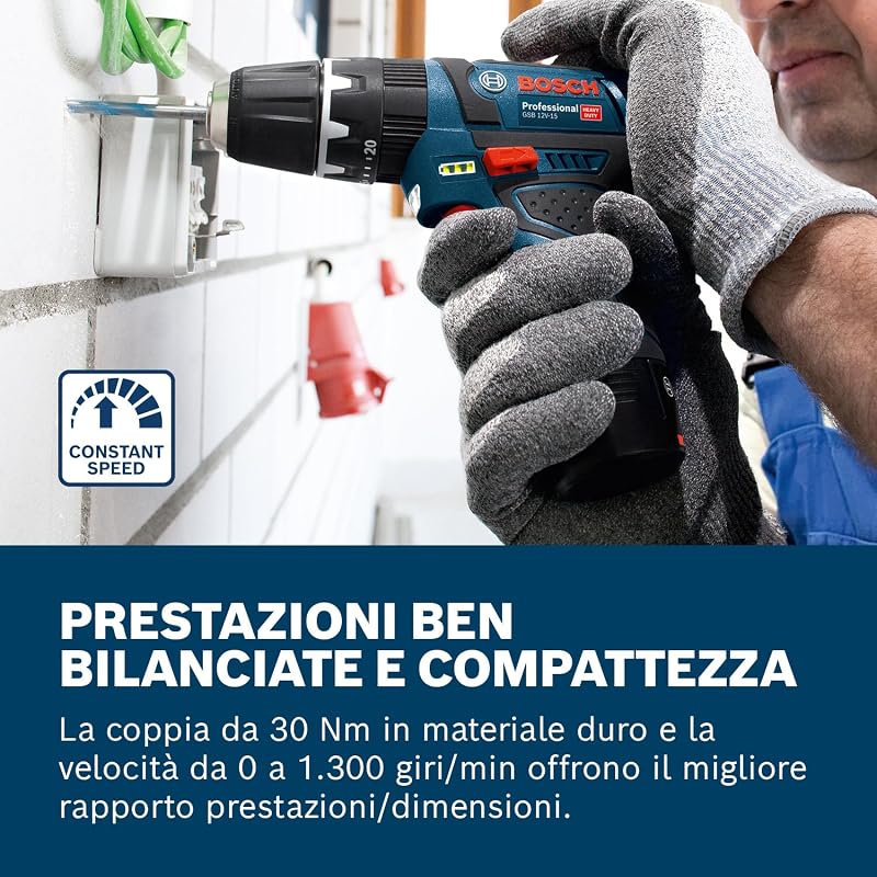 Sistema 12V Trapano Avvitatore Con Percussione GSB 12V-15, Incl. Batteria 2x2.0 Ah + Caricabatterie, 2x Set Di Trapani, 1x Set Di Punte, In Borsa, Amazon Exclusive Set