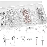 290 Pcs Push Pins Assorted, 6 Style Thumb Tacks Set for Wall Hanging | Cork Board, Bulletin Board, Decorative Steel Point Push Pins for Map, Photo, Craft, Office, Home - Clear