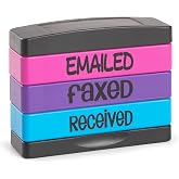 Stakz Pre-Inked Message Stamp &ndash; EMAILED, FAXED, Received &ndash; 5/8&rdquo; x 1-13/16&rdquo; | Stackable message stamp for home and office. Compact storage design. 1000s of impressions in pink, purple and blue ink