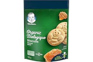 GERBER Organic Biscuits Honey, Baby Snacks, Biscuits, 10+ Months, 150 g, 6 Pack
