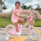 Glerc 14 Inch Kids Bike for Girls Pink with Basket Stabilizers Bell 3-5 Years view 9