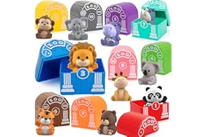 AIGYBOBO Learning Toys for 1,2,3 Year Old Toddlers, 20Pcs Safari Animals Toys Montessori Counting, Matching & Sorting Fine Motor Games, Christmas Birthday Easter Gift for Baby Boys Girls Age 12-18 Months