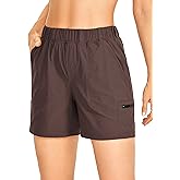 CRZ YOGA Women's Lightweight Cargo Hiking Shorts with Belt 6'' - Stretch Long Summer Athletic Outdoor Workout Shorts Pockets